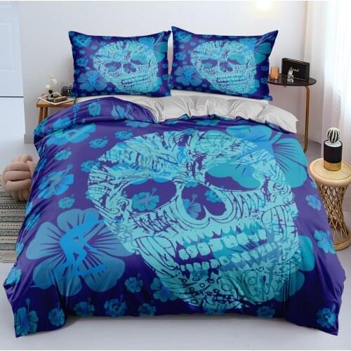 3D Skull Custom Design Gray Bedclothes Comforter Shells Pillow Shames Set Twin King Queen Full Double Single Size Bedding Sets
