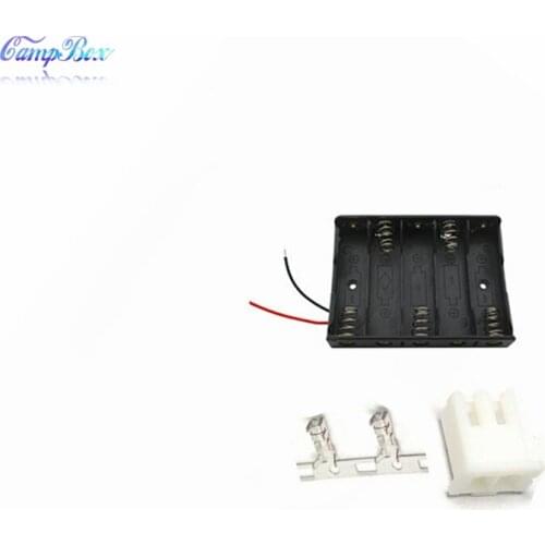 50Pcs 5xAA Battery Case Holder Socket Wire Junction Boxes With 15cm Wires, XH 2.54 Header and Crimps