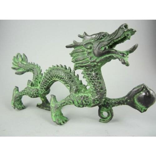 8.85" Elaborate Chinese Collectible Decorated Old Handwork Bronze Dragon Statue
