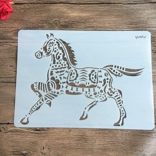 A4 29 * 21cm creative animal horse DIY stencil wall painting scrapbook coloring photo album decorative paper card template
