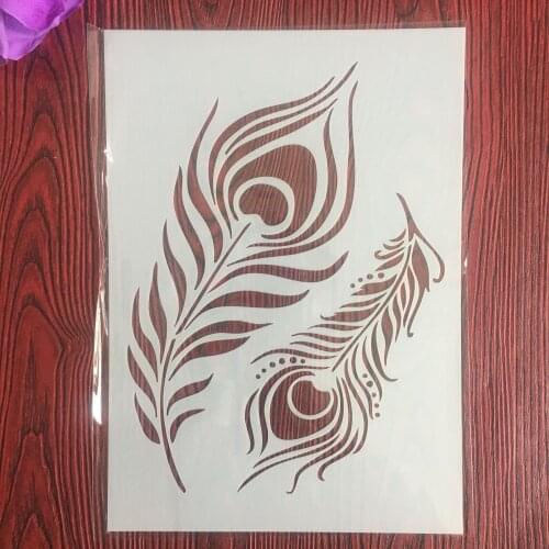 A4 29 * 21cm feather Mandala DIY Stencils Wall Painting Scrapbook Coloring Embossing Album Decorative Paper Card Template