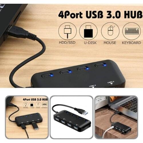 ABS Durable High Speed Cable Hub Black Expansion Dock Plug and Play for PC