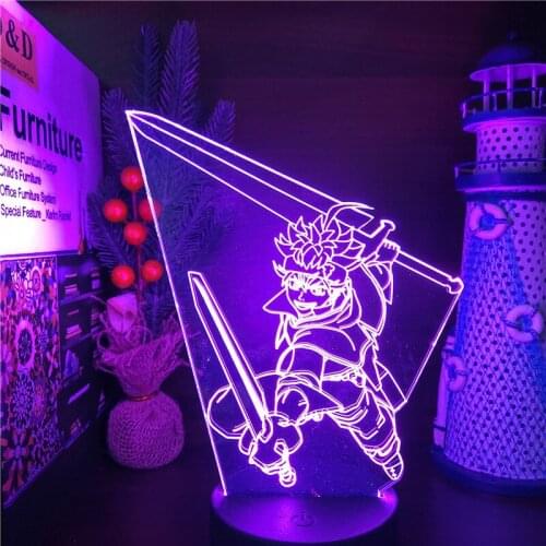 Black Clover Asta Anime Figure 3D Night Light Luminaria Desk Table Lampara LED Lamp Bedside Decoration Lights Lampe Xmas Gifts