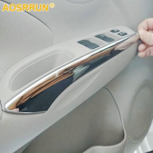 AOSRRUN For Nissan Versa Sedan hatchback note SR 2014 2015 ABS chrome interior trim stickers decoration line car accessories
