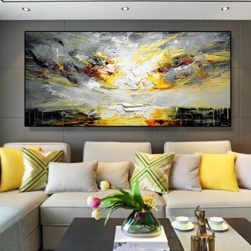Large Modern simplicity abstract Scenery oil painting 100% Hand-painted 24"x48" home living room decoration