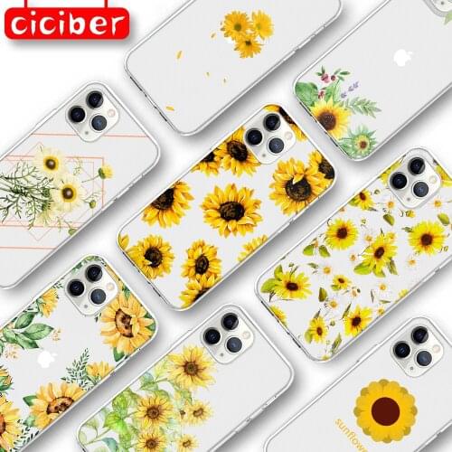 Sunflower Chrysanthemum Case For iPhone 11 12 Pro Max Mini Cover For iPhone 7 8 6 6S Plus X XR XS MAX 5S SE 2020 Soft TPU Fundas