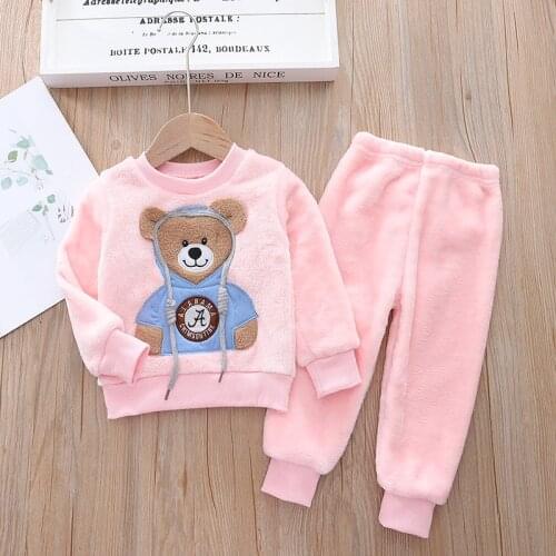 Childrens Pajamas Set Baby Boy Homewear Clothes Sets For Girl Kids Winter Sleepwear Cartoon Tops+long Pat Toddler Clothing Suit