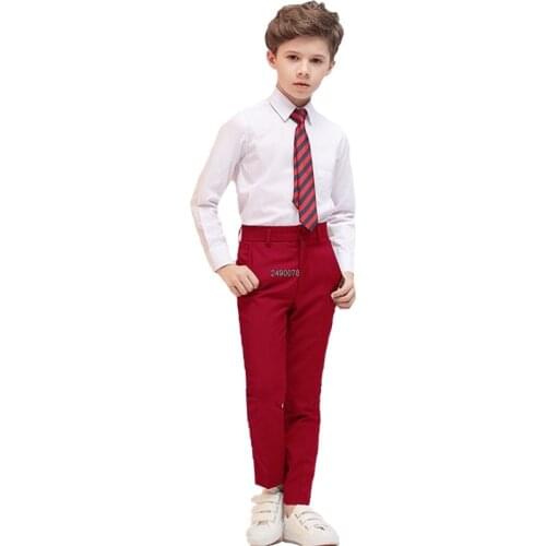 Boys Wedding Suit Kids Shirt+Pants+Tie 3Pcs Clothing Set Gentleman Childrens Day Graduation Chorus Party Performance Costume