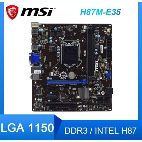 For MSI H87M-E35 Motherboard LGA 1150 DDR3 For Intel H87 H87M Desktop Mainboard SATA III USB2.0 6XUSB2.0 Used motherboard