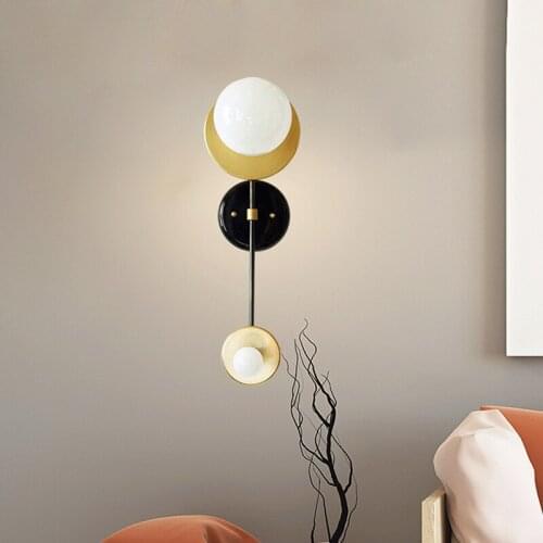 Nordic minimalist living room background wall lamp Japanese modern bedroom bedside hardware designer wall lamp