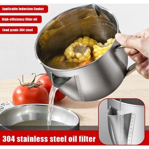 Multi-use Stainless Steel Gravy Oil Soup Fat Separator Grease Oiler Filter Strainer Bowl Home Kitchen Cooking Tools Utensil