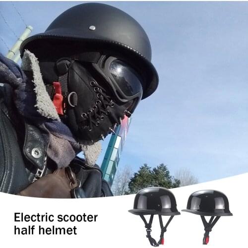 Bright Black Retro Half Motorcycle Helmets Unisex German Half Face Helmet Chopper Cruiser Biker Casque Moto
