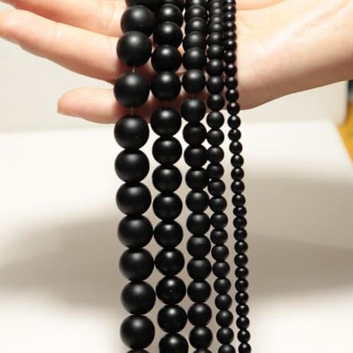 Noter 4/6/8/10/12mm Frosted Stone Beads For Jewelry Making Black Onyx Round Beads For DIY Bracelet Necklace Jewelry Accessories