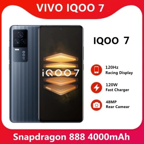 Original VIVO IQOO 7 120W Super Flash Charger 5G SmartPhone Snapdragon 888 6.62'' AMOLED 120Hz Screen 4000mAh Battery Android 11