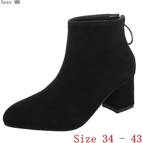 Spring Autumn High Heels Women Ankle Boots High Heel Shoes Woman Short Boots Small Plus Size 34 - 41 42 43