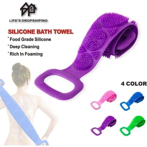 Silicone Brushes Bath Towels Bath Shower Silicone Body Brush Bath Belt Exfoliating Back Brush Belt Wash Clean Bath Scrub Belt