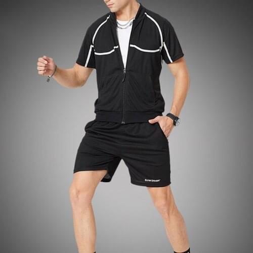 2021 Fashion Tracksuit Men Sets Summer Casaul Slim Fit Sporting Suit Mens Masculino Sweatshirt + Shorts Two Pieces Shorts Sets