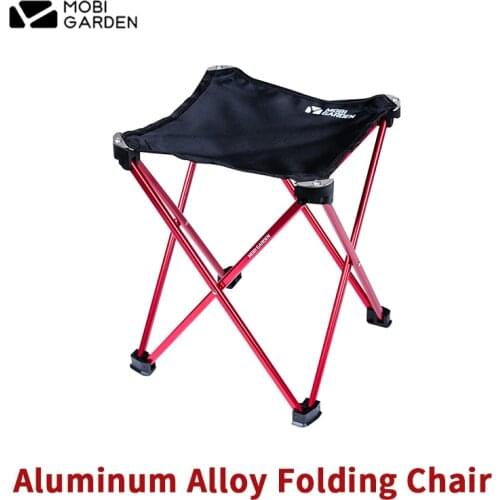MOBI GARDEN 300g Ultralight Folding Chair Outdoors Camp Aluminum Bracket Small Stool Suitable For Fishing Queue Train 2 Sizes