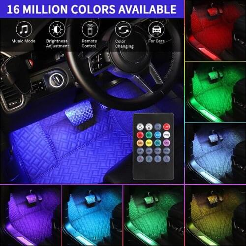 Led Car Foot Ambient Light With USB Cigarette Lighter Backlight Music Control App RGB Auto Interior Decorative Atmosphere Lights
