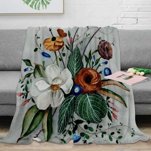 Moody Magnolia Arrangement Throw Blanket Warm Microfiber Blanket Flannel Blanket Bedroom Decor Blankets For Beds