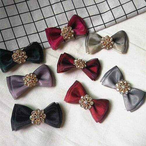 Water drill square gradient color diamond double bow shoes flower sewing diy material wholesale