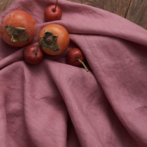 High quality pure flax fabric Stone grinding sand wash Pink tissu Hand made DIY Dress Gown Dress Shirt material