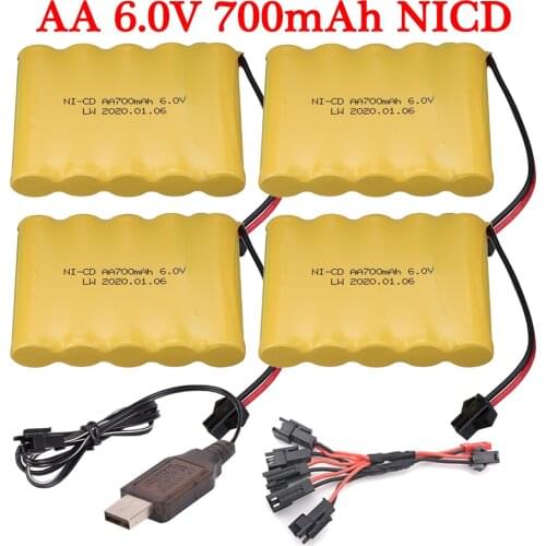 6V 700mAh Battery Charger Sets For RC Cars Robots Tanks Gun rc Boats With SM Plug Aa 6 v 700 MAH NiCD Rechargeable Battery Pack