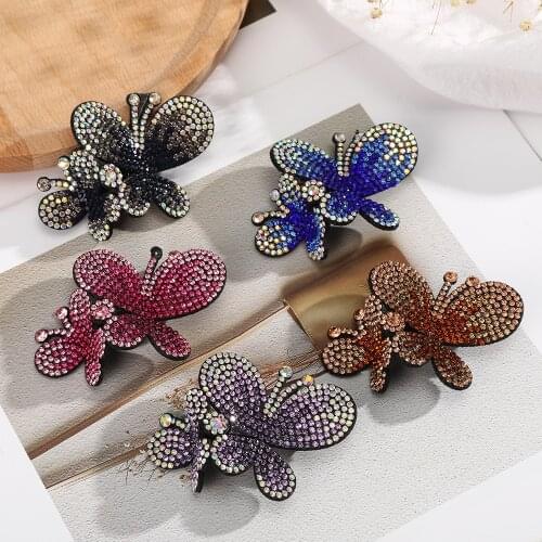 Haimeikang Women Butterfly Hairpins Rhinestone Fashion Clips Hair Barrettes Girls Cute Sweet Word Clip New Hair Accessories