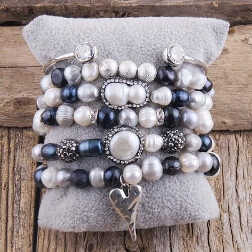 RH Freshwater Pearl Boho Pearl Beaded Bracelet Freshwater Pearl Strand StackBracelets Sets For Women Jewelry Gift Dropship