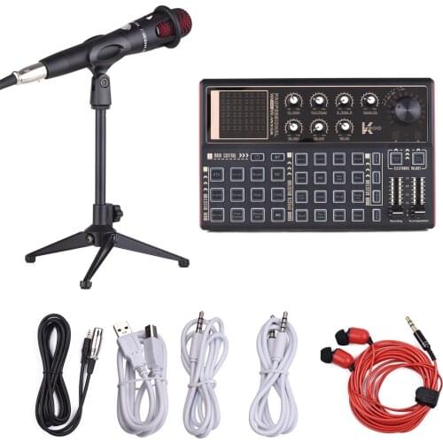 Muslady K300 Live Sound Card External Voice Changer Audio Mixer Kit Built-in Rechargeable Battery Multiple Sound Effects