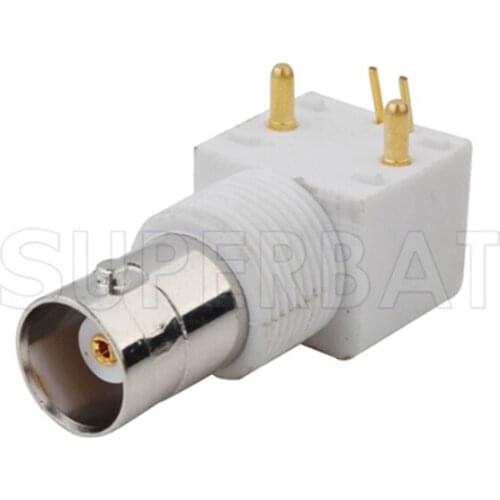 Superbat 10pcs BNC Connector Commercial through hole Jack Female Right Angle PCB Mount