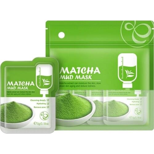 12-Pack Matcha Mud Mask Facial Cleansing Pores Blackhead Acne Removal Moisturizing Face Whitening Clay Mask Oil-control