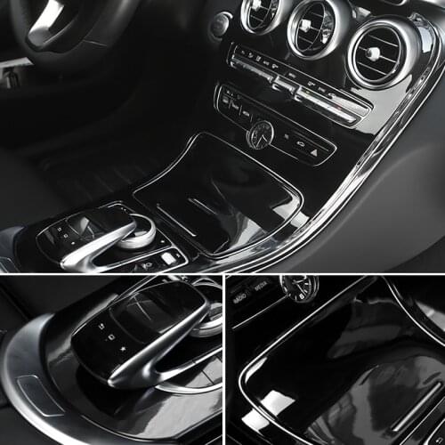 2pcs high quality Black central console panel trim For W205 C GLC Class Mercedes Benz 2015-2017 original fit armrest box cover