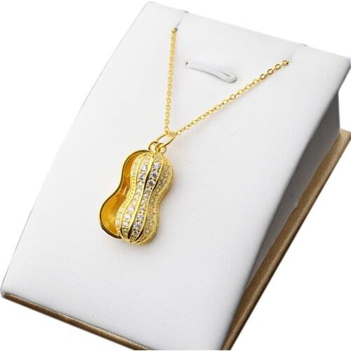 316L Stainless Steel Non-fading Full Zircon Freshwater Pearl Peanut Necklace Female Simple And Elegant Pendant Necklace