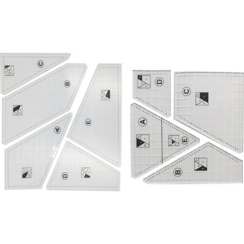 5Pcs Pro Tailor Quilting Template Ruler Acrylic Hand Patchwork Ruler DIY Sewing Tools Grids Scrap Templates Quilt Ruler