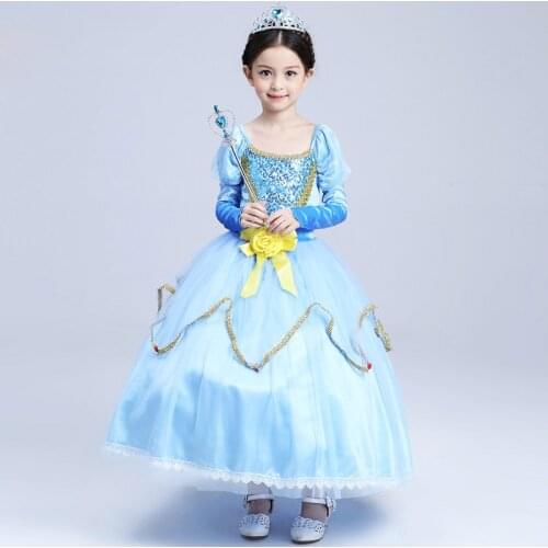 ABGMEDR Brand Girl Elsa Princess Dress Queen Elsa Blue Dress Children Christmas Clothing Girls Dresses Kids New Year Clothes