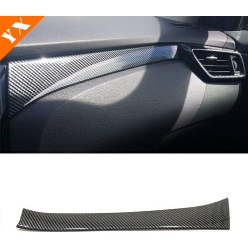 ABS Carbon/Matte 1pcs for Nissan X-trail T32 Rogue Qashqai J11 Rogue Sport 2014-2018 Car Central Control Panel Strip Cover Trim