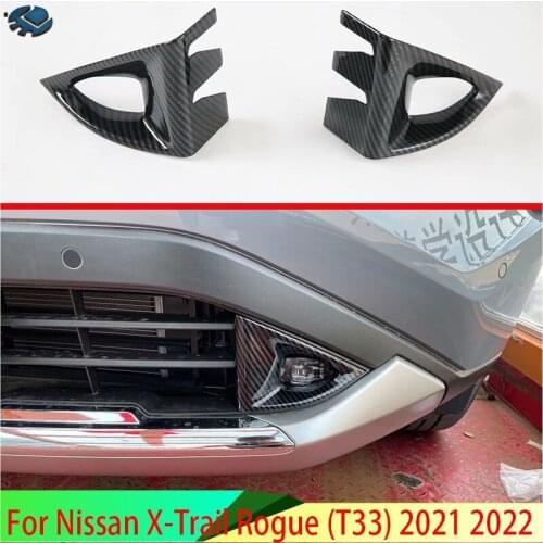 For Nissan X-Trail Rogue (T33) 2021 2022 Car Accessories Carbon Fiber Style Front Fog Light Lamp Cover Trim Molding Bezel