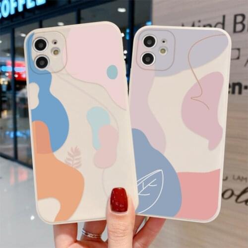 New Ins Stitching Art Geometric Pattern Bumper Phone Case For iPhone 11 12 Pro Max XS X XR XS Shell Max 7 8 Plus Soft Back Cover