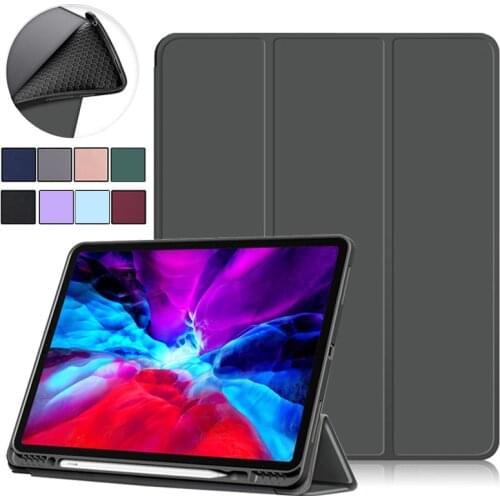 Case with Pencil Holder Cover For Funda iPad Pro 11 12.9 2021 Case Folding Leather Tablet Cover For iPad Pro 12 9 Case 2021