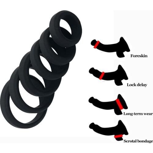 Chastity Cage Silicone Cock Ring Penis Enhance Erection Ejaculation Delay Sex Toys for Men Cockring Ball Donuts Ring Sex Shop