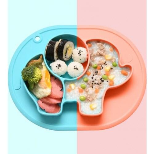 Creative Elephant Shape Baby Tableware Cartoon Shape Division Design Food Grade Silicone Infant Training Dining Plate Home Use