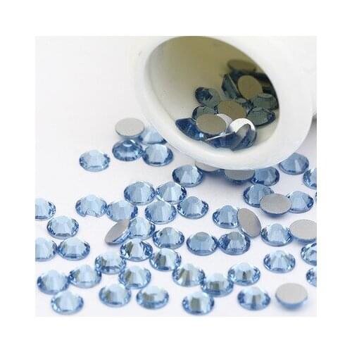 Light Sapphire Ss3 -ss34 Flat Back 3d Nail Art Crystal Decorations Glue on Rhinestones for Nails Stone diy shose and phone shell