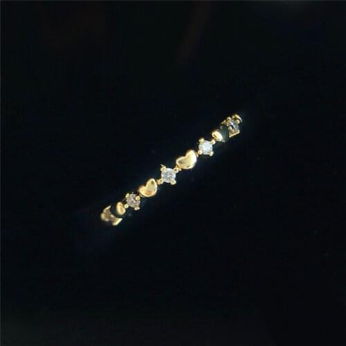 Minimalist Female White Crystal Stone Ring Small Yellow Gold Color Wedding Rings For Women Promise Heart Thin Engagement Ring