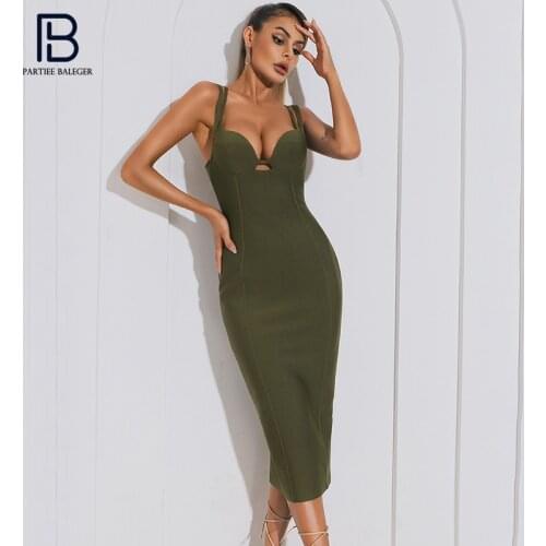 PB Trendy Double Straps Design Bandage Slip Dress Sexy V Neck Hollow Out Celebrity Party Club Free Shipping