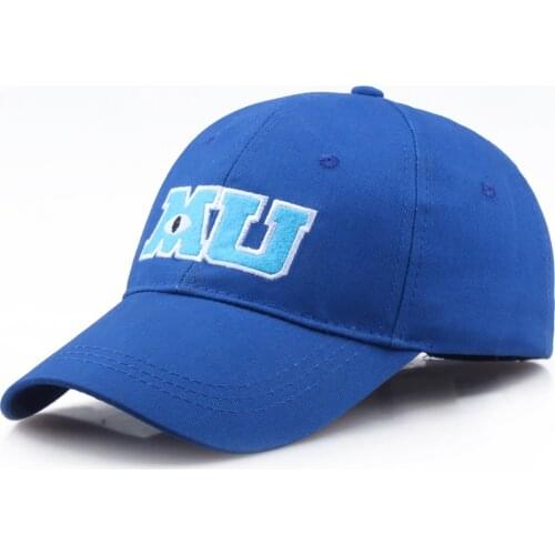 2020 New Monsters University Sullivan Sulley Mike MU Letters Embroidery Baseball Cap Blue Hat One Piece Baseball Caps Sun Hats