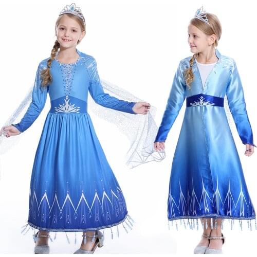 New Elsa Dress up Costume Girls New Year Clothes Snow Queen 2 Cosplay Elza Coat Dress Kids Fantasia Disguise Princess Costumes