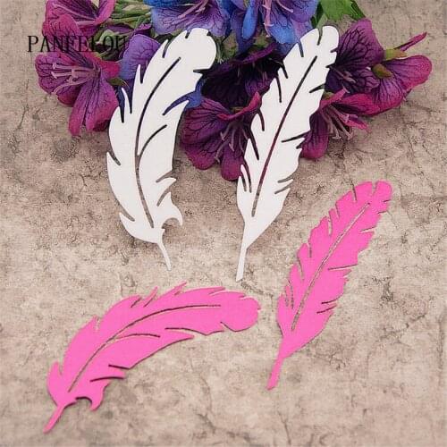 PANFELOU 1lot=2PCS feather metal craft Carbon Steel Cutter paper die cutting dies Scrapbooking/DIY Embossing cards