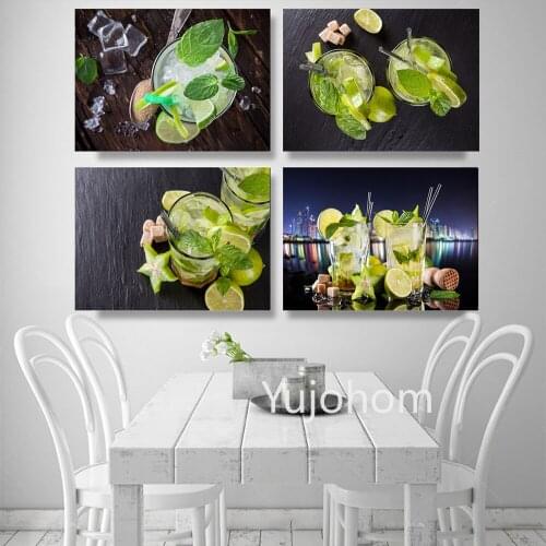 Fresh Lime And Ice Cubes Canvas Poster Nordic Decorative Picture Painting Modern Wall Art Canvas Painting Home Decor Art Prints