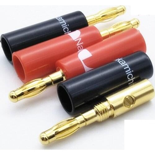 Gold Plated speaker banana plug 4mm speaker cable connected to hair burning audio speaker without welding
